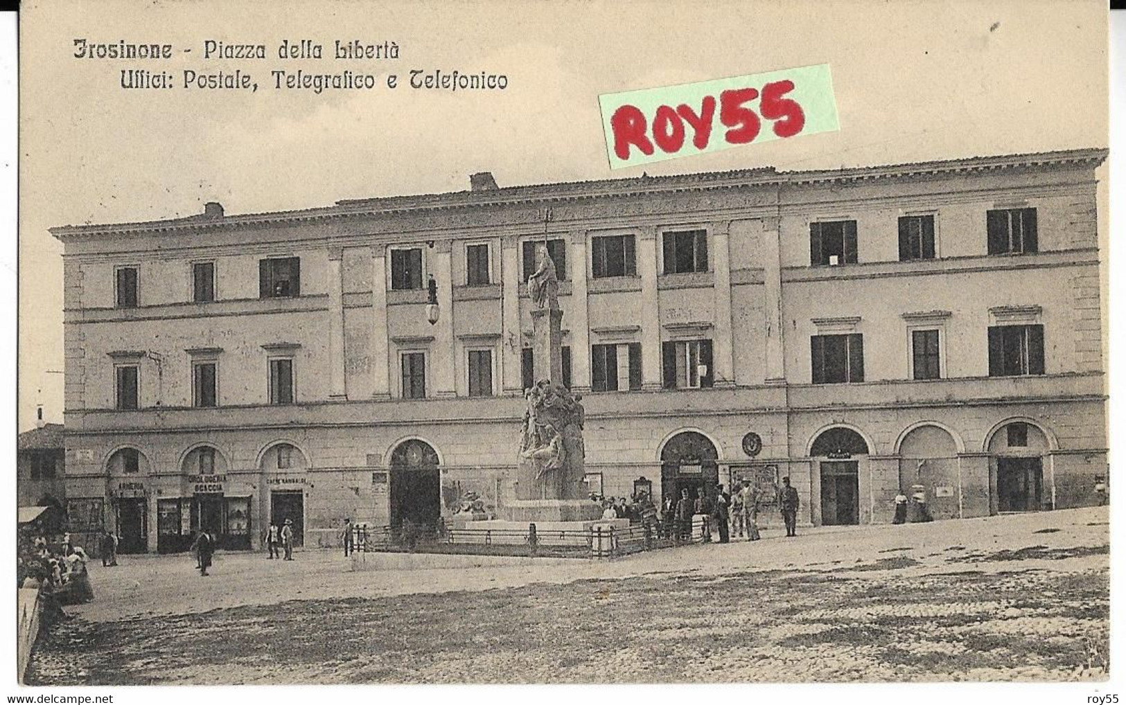 Lazio-frosinone Piazza Della Liberta Uffici Poste Telegrafo Telefono Differente Animata Veduta 1913(f.picc./v.retro) - Frosinone