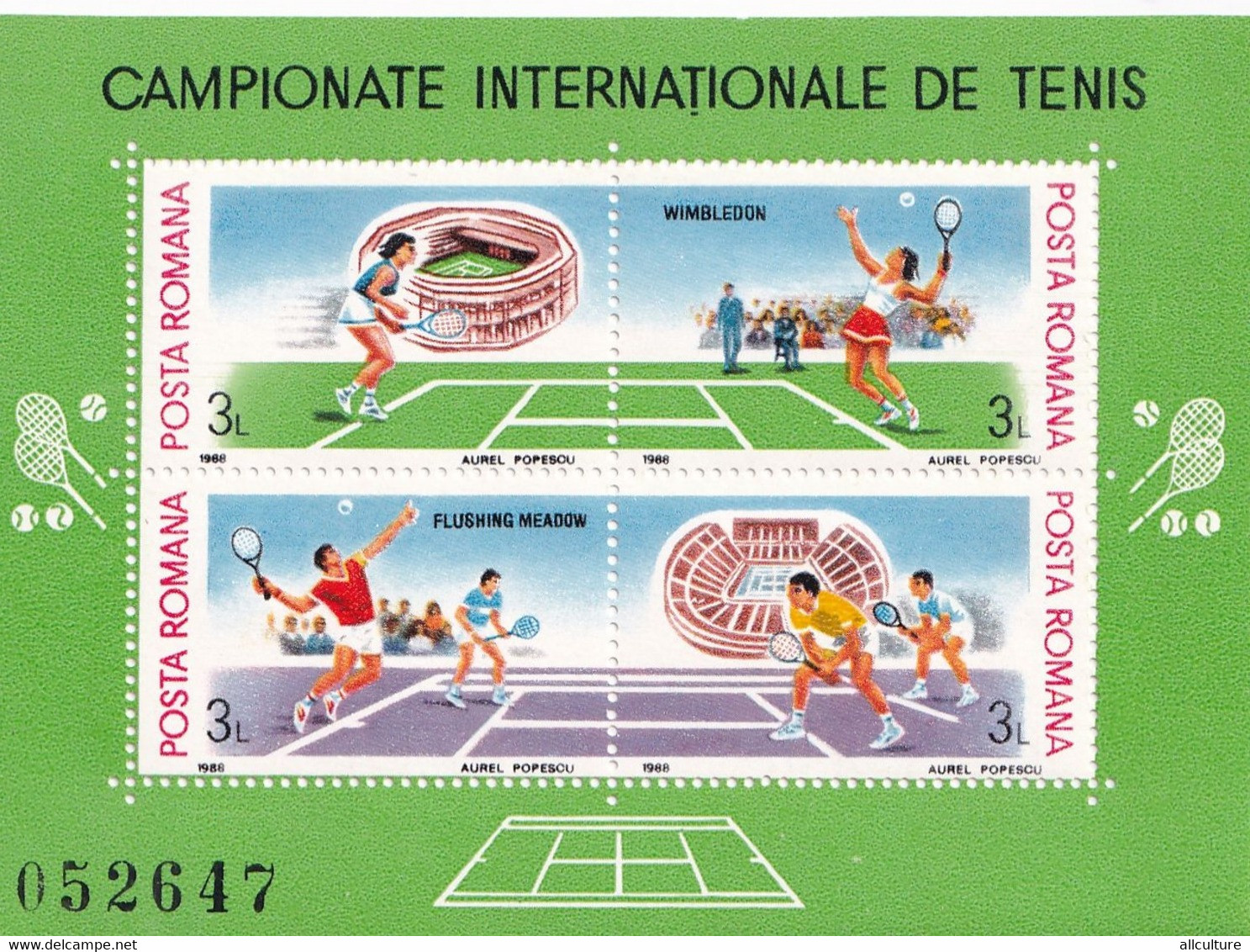 INTERNATIONAL TENNIS CHAMPIONSHIP ROMANIA BLOCK MNH 1988 - Tenis
