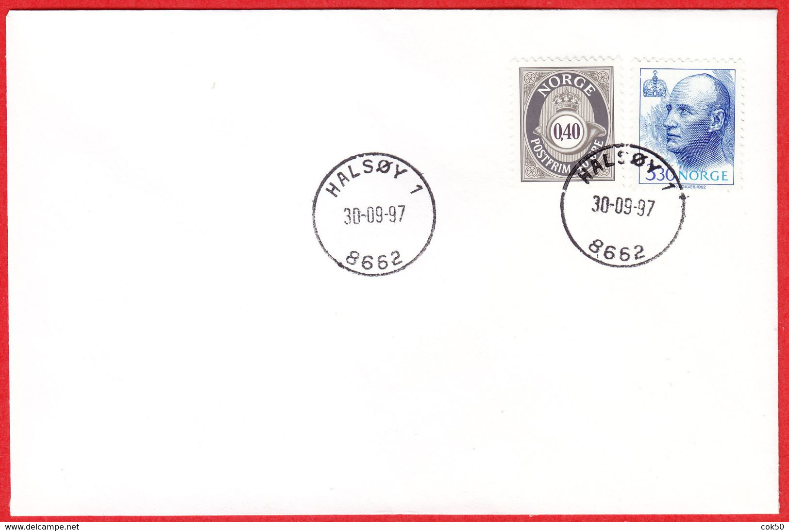 NORWAY -  8662 HALSØY 1 - (Nordland County) - Last Day/postoffice Closed On 1997.09.30 - Emissioni Locali