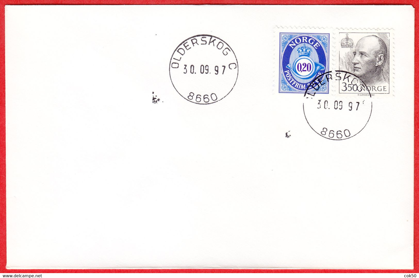NORWAY -  8660 OLDERSKOG C - 24 MmØ - (Nordland County) - Last Day/postoffice Closed On 1997.09.30 - Local Post Stamps