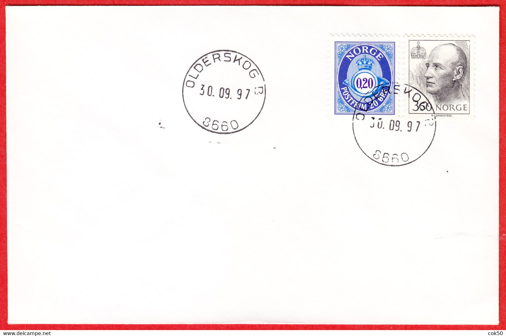 NORWAY -  8660 OLDERSKOG B - 24 MmØ - (Nordland County) - Last Day/postoffice Closed On 1997.09.30 - Local Post Stamps