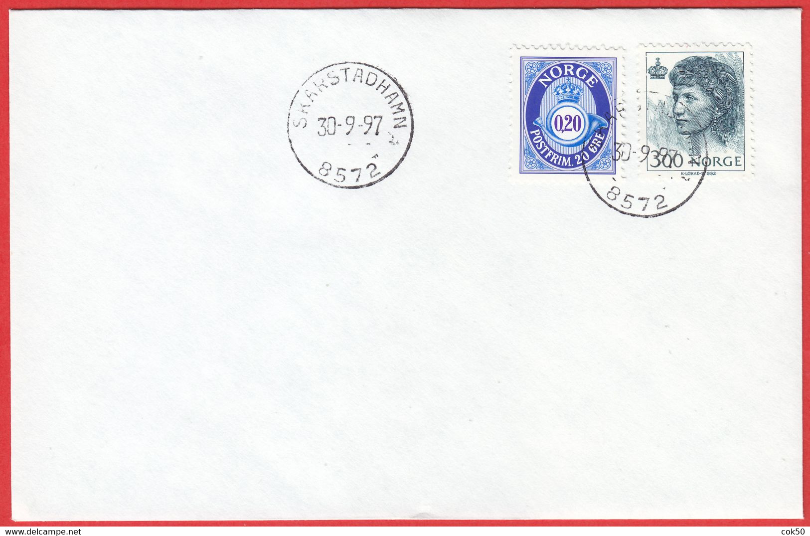 NORWAY -  8572 SKARSTADHAMN - (Nordland County) - Last Day/postoffice Closed On 1997.09.30 - Local Post Stamps