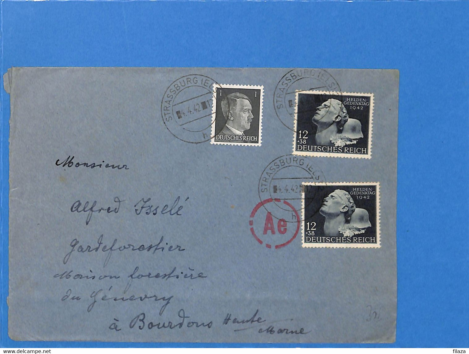 Allemagne Reich 1942 Lettre De Strassburg à La France, Avec Censure (G2182) - Storia Postale
