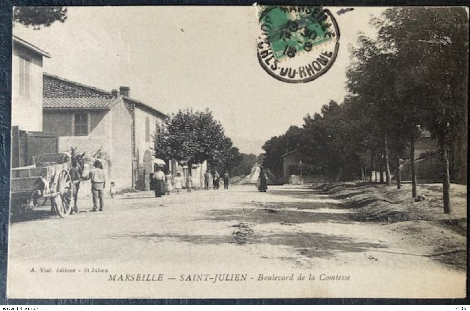 CPA MARSEILLE Saint Julien Boulevard De La Comtesse (13 Bouches Du Rhône ) 1916 Animée Hommes Femmes FiAttelage Chevaux - Saint Barnabé, Saint Julien, Montolivet