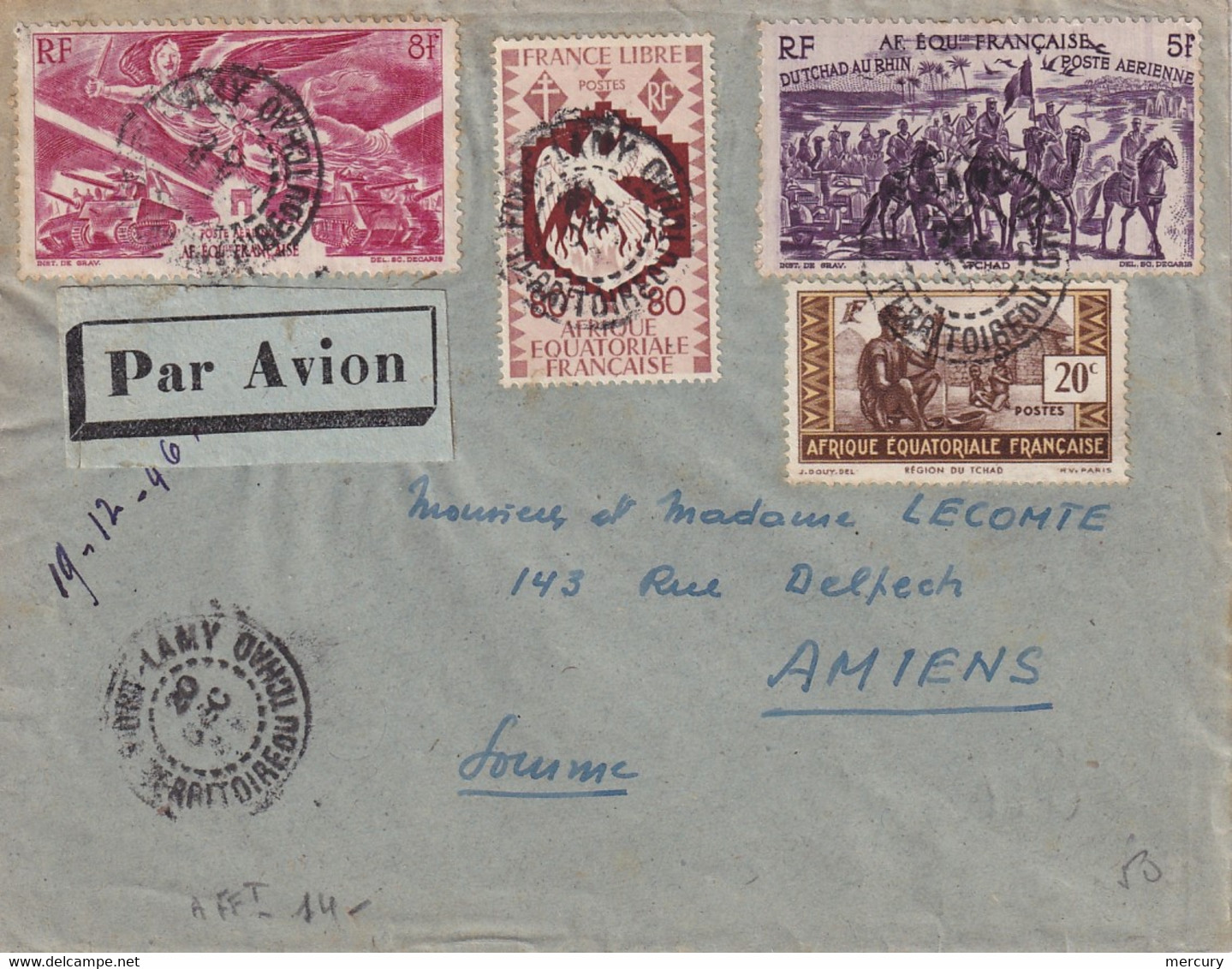 AEF - Aérogramme De Fort-Lamy Du 20/12/46 Pour Amiens - Storia Postale