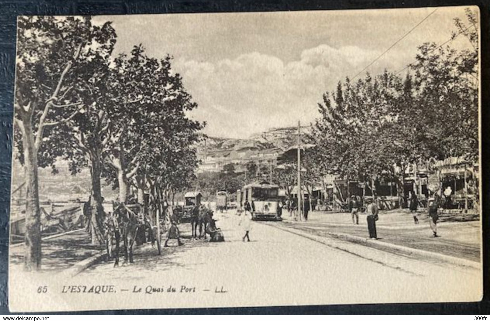 CPA MARSEILLE L'ESTAQUE LE QUAI DU PORT (13 Bouches Du Rhône ) 1919 Animée FEMMES ATTELAGE CHEVAUX TRAMWAY - L'Estaque