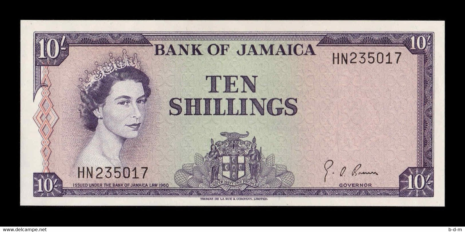 Jamaica 10 Shillings Elizabeth II L.1960 (1964) Pick 51Be SC UNC - Jamaique