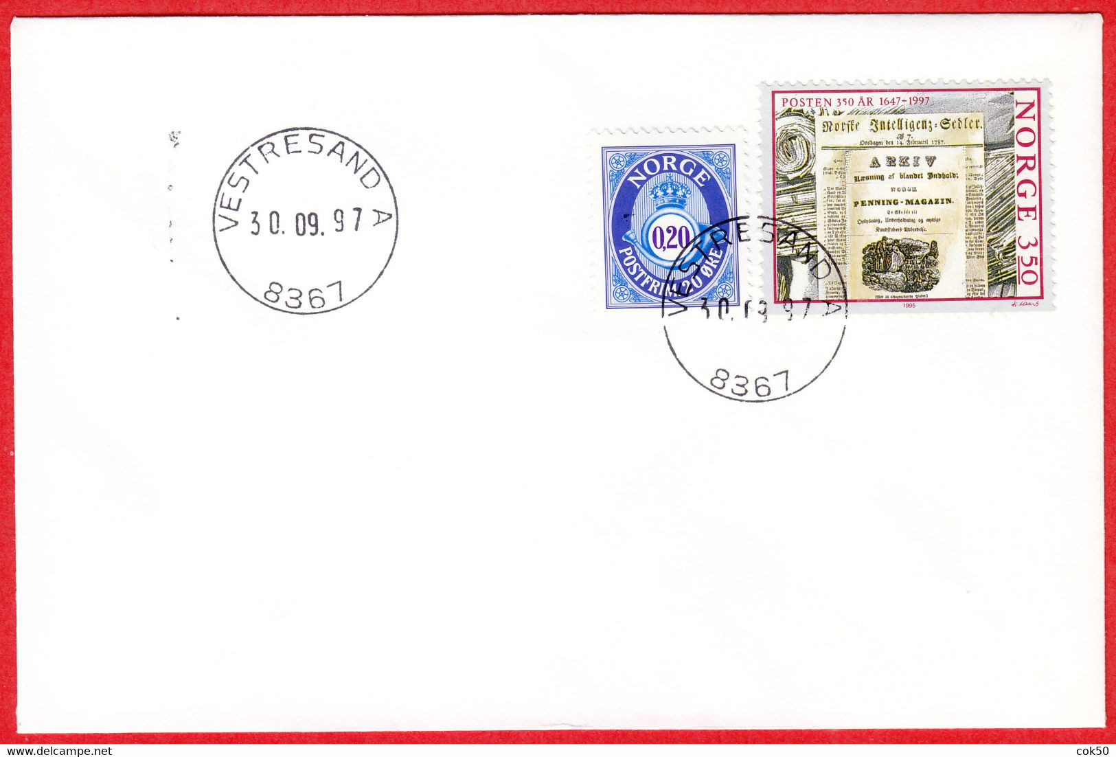 NORWAY -  8367 VESTRESAND A - 24 MmØ - (Nordland County) - Last Day/postoffice Closed On 1997.09.30 - Emisiones Locales