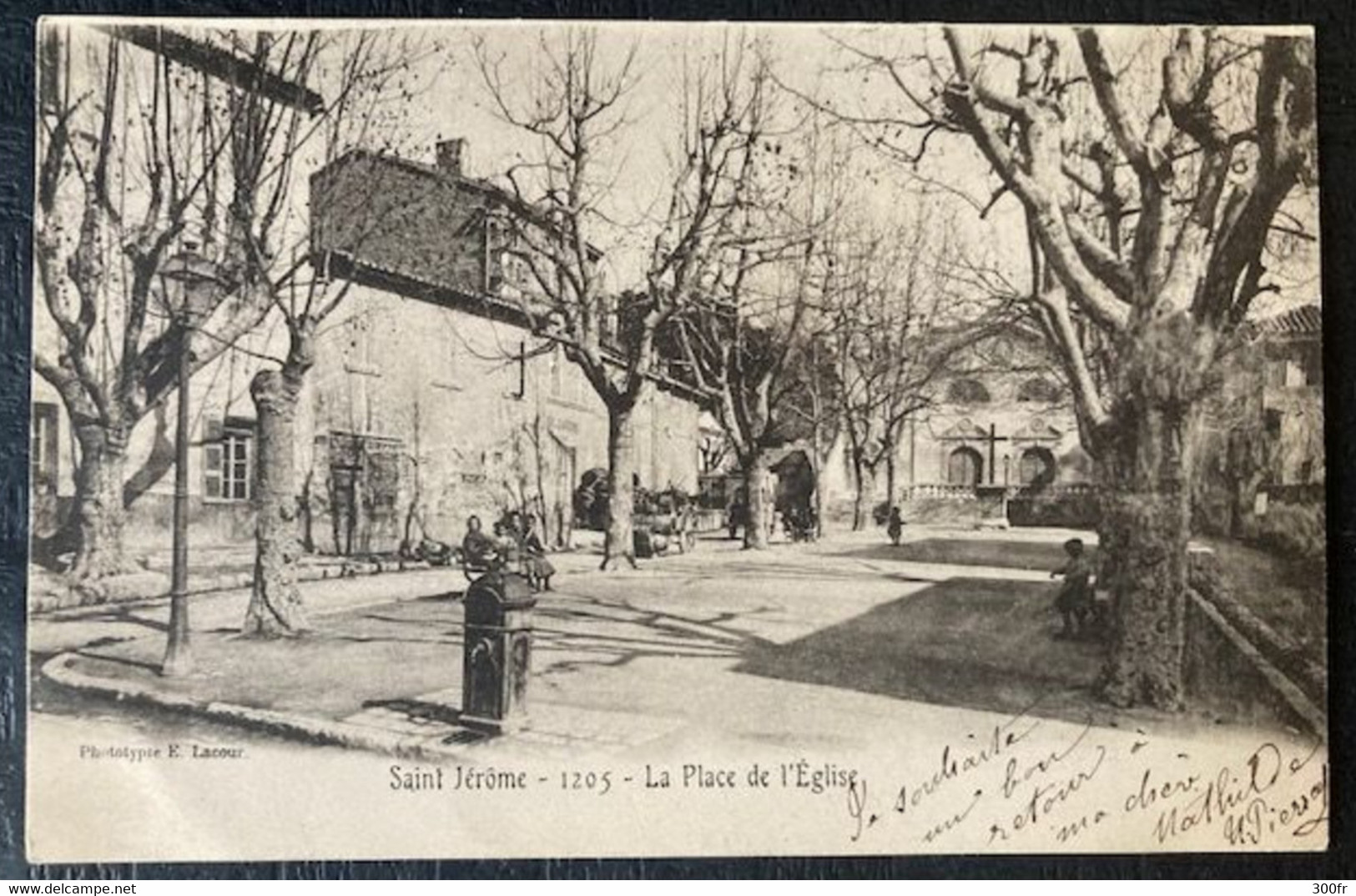 CPA MARSEILLE SAINT JEROME PLACE DE L'EGLISE (13 Bouches Du Rhône ) 1904 Animée HOMMES FEMMES FONTAINE - Saint Barnabé, Saint Julien, Montolivet