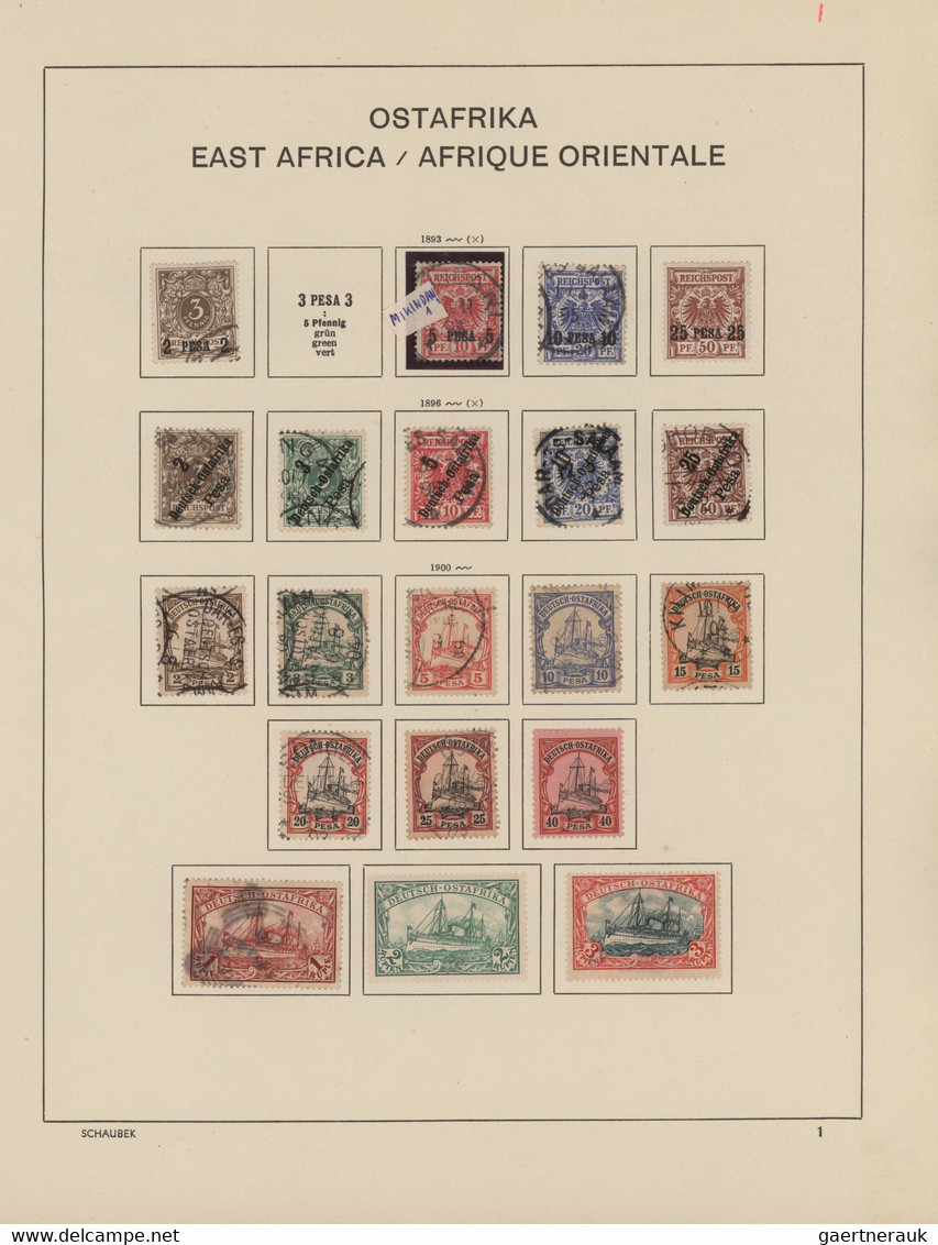 Deutsche Kolonien: 1888/1917 (ca.), China bis Togo, alte, urige Sammlung auf Schaubek-Vordruckseiten