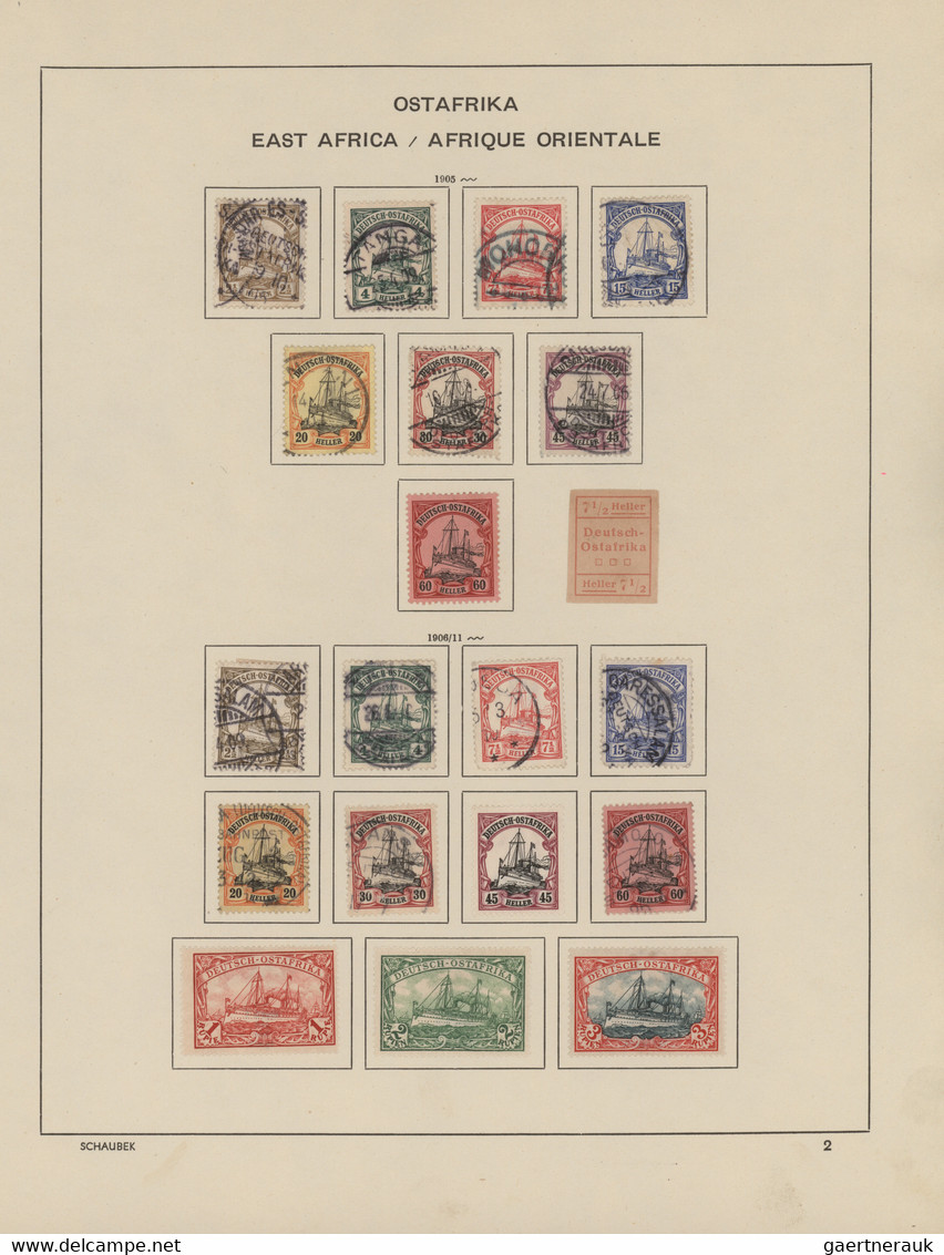 Deutsche Kolonien: 1888/1917 (ca.), China bis Togo, alte, urige Sammlung auf Schaubek-Vordruckseiten