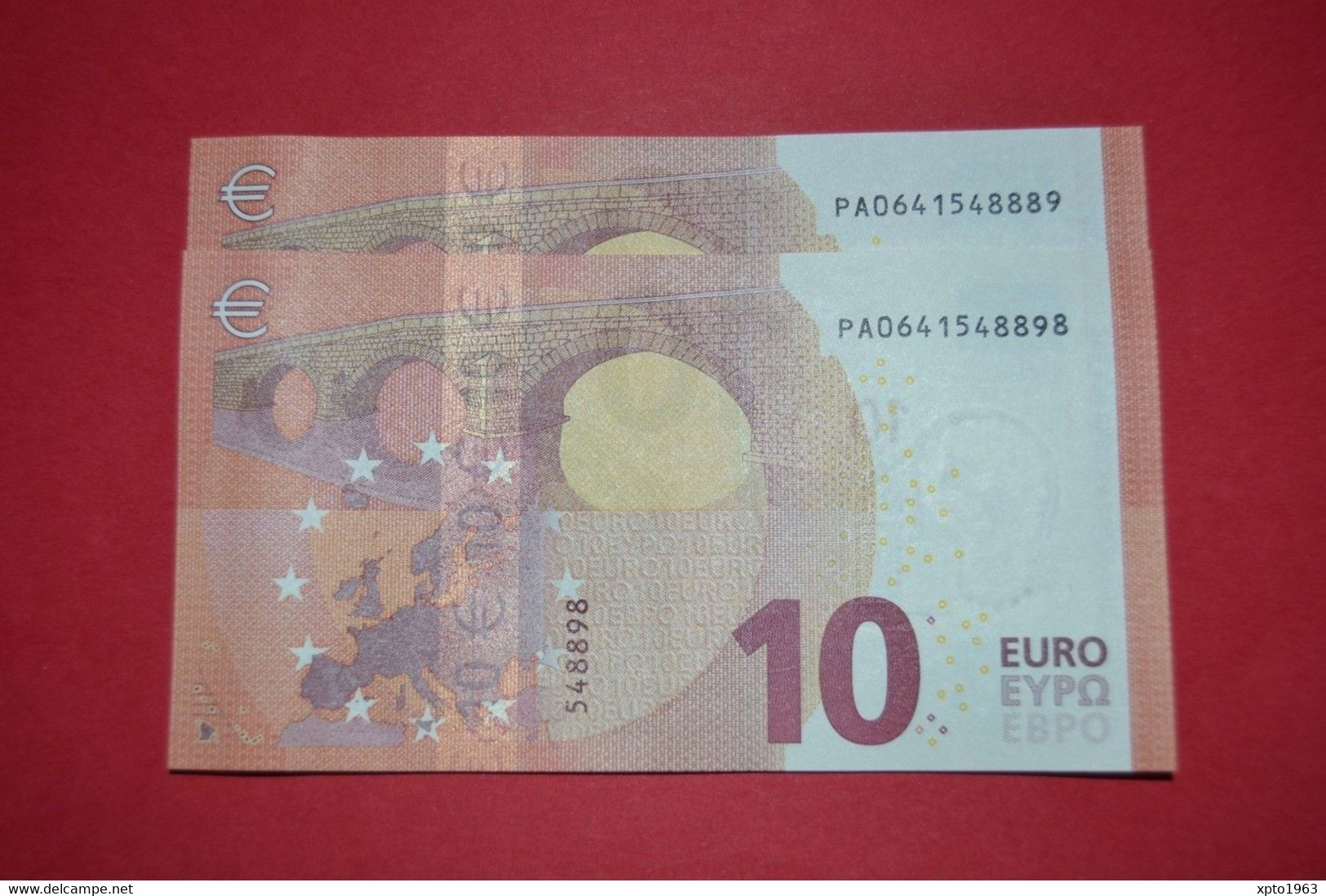 2x 10 EURO P001B2 NETHERLANDS - PAREJA RADAR - PA0641548898 / PA0641548889 - UNC - 10 Euro