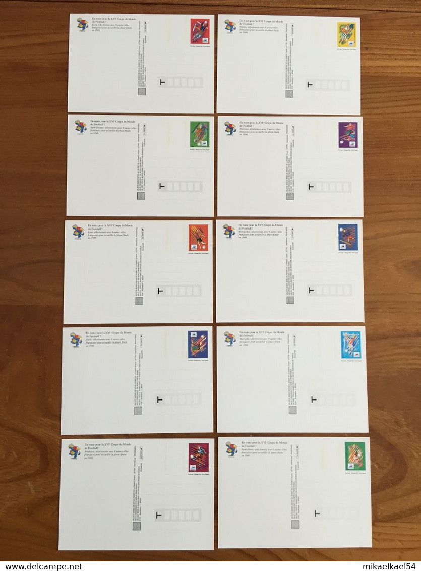 Lot De 23 CARTES POSTALES émises Pour La Coupe Du Monde De Football 98 - 1996 à 1998 - Neuves ** - PAP : Altri (1995-...)