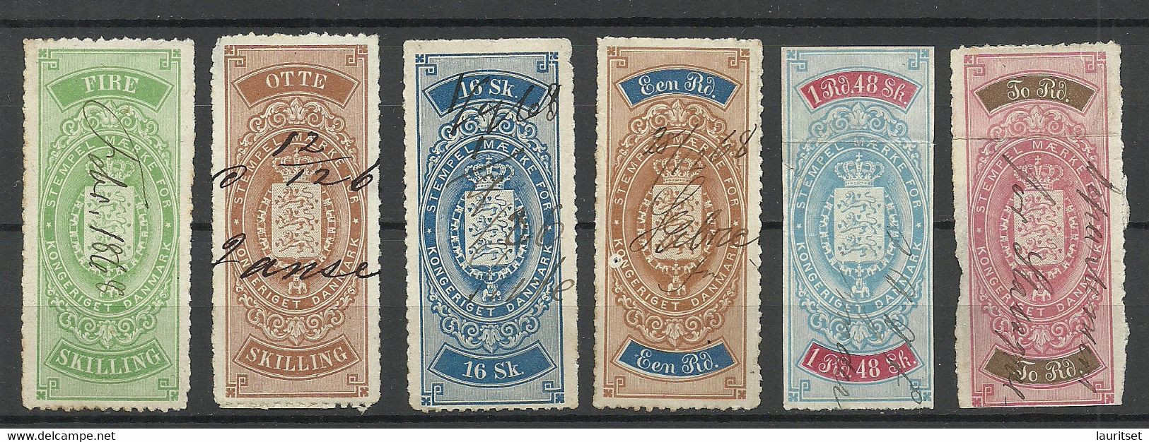 DENMARK Dänemark Lot Old Documentary Stamps Tax Revenue Stempelmarken O NB! Some Faults (thins, Tears Etc) - Steuermarken