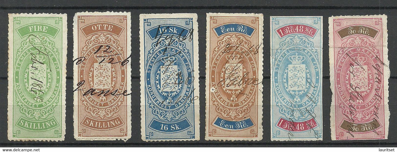 DENMARK Dänemark Lot Old Documentary Stamps Tax Revenue Stempelmarken O NB! Some Faults (thins, Tears Etc) - Fiscaux