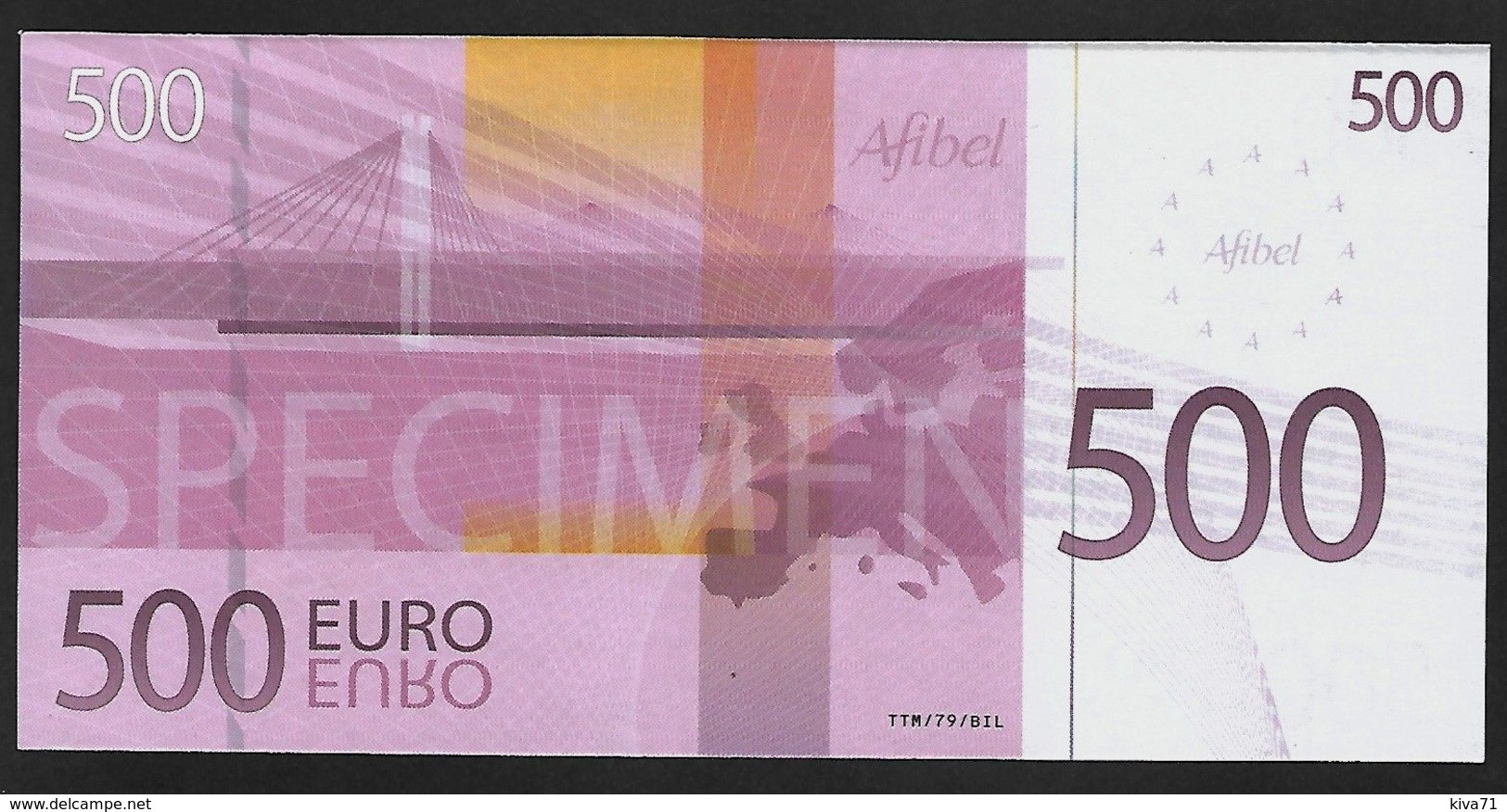 Billet Publicitaire Afibel 500 € Papier - Specimen