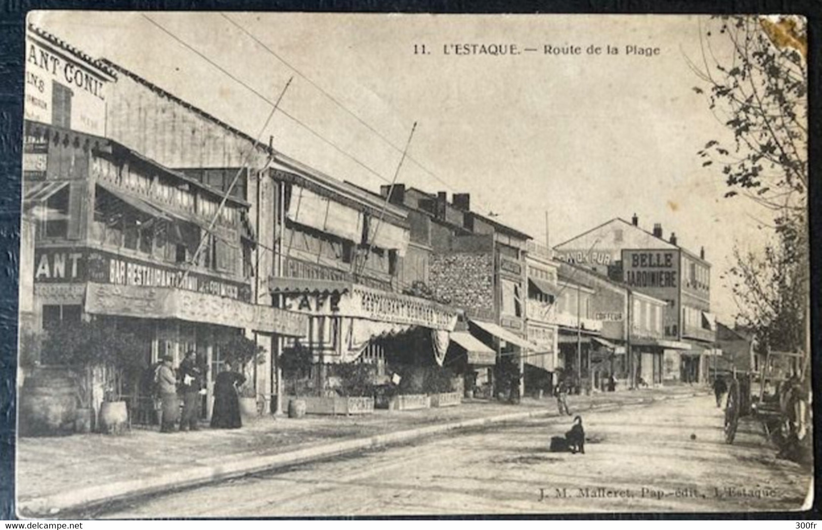 CPA MARSEILLE L' ESTAQUE ROUTE DE LA PLAGE (13 Bouches Du Rhône ) 1910 Animée CONIL RESTAURANT GEORGES EUZET CHARCUTERIE - L'Estaque