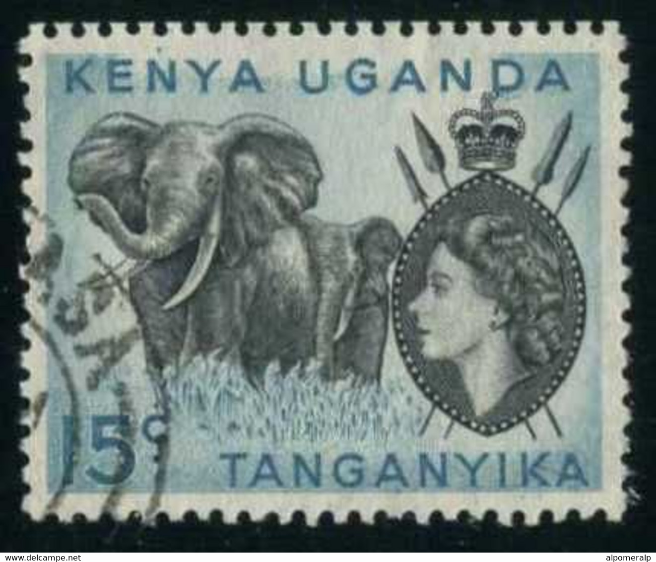 British East Africa 1959 Mi 94II African Elephant (Loxodonta Africana) | Queen Elizabeth II, Royalty | Animals (Fauna) - Brits Oost-Afrika