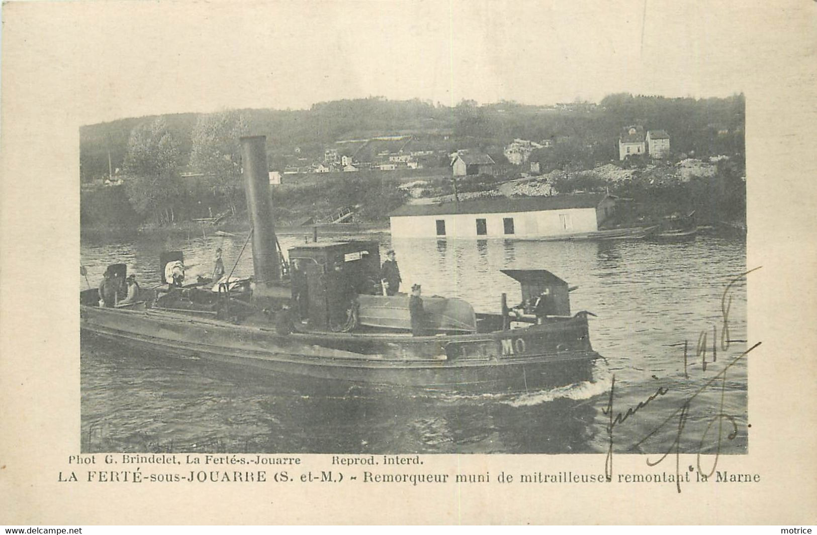 LA FERTE SOUS JOUARRE - Remorqueur Muni De Mitrailleuse Remontant La Marne (carte Vendue En L'état) - Remorqueurs