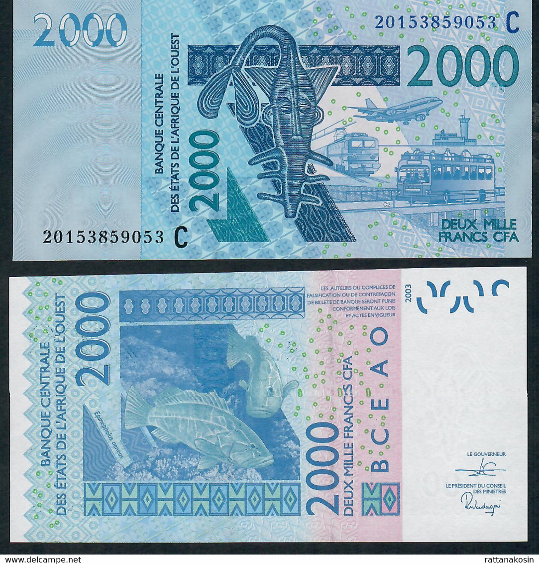 W.A.S. LETTER C Burkina Faso P 316Ct 2000 FRANCS (20)20   Signature 44  UNC. - Burkina Faso