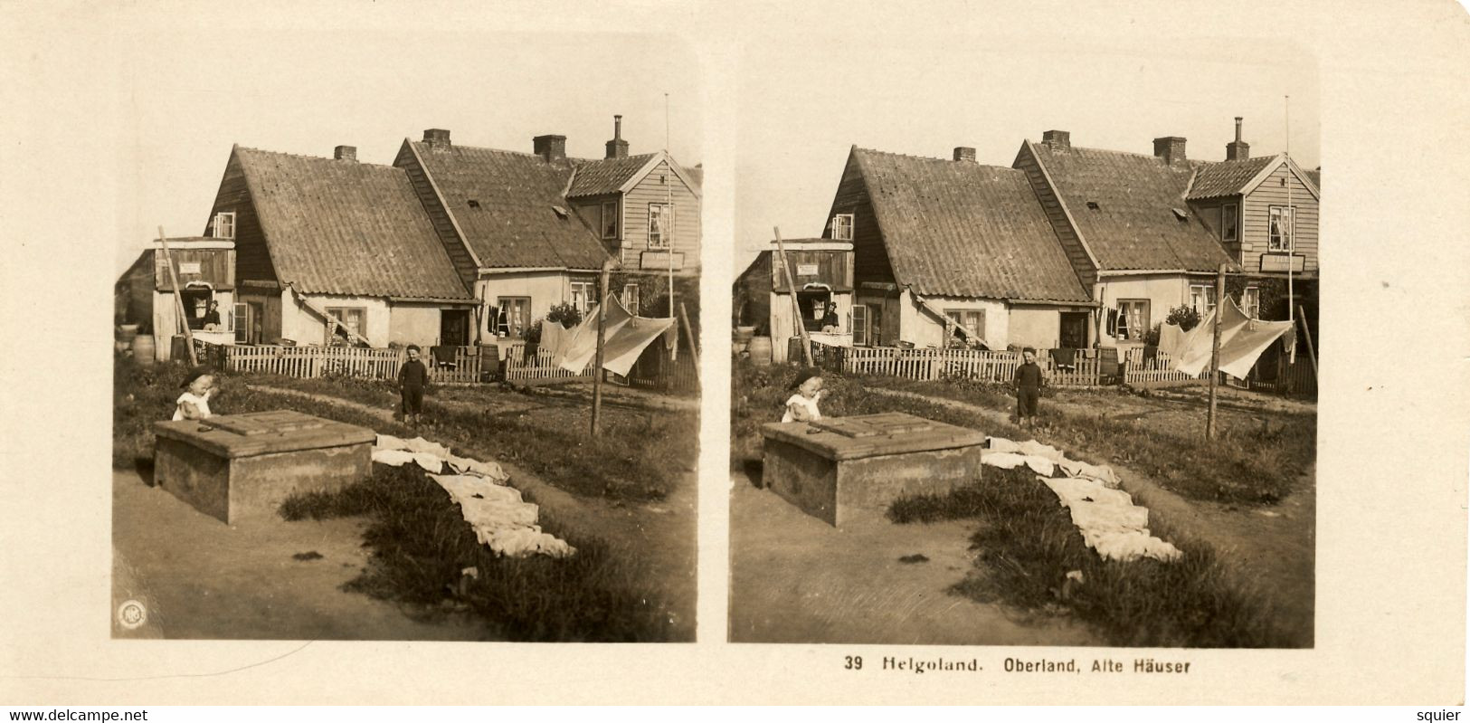 Stereo, Helgoland, Oberland, Alte Häuser, NPG - Stereo-Photographie