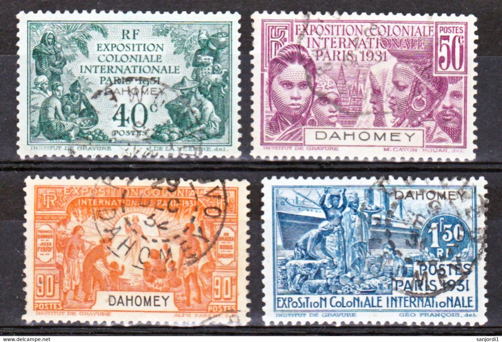 Dahomey  99/102  Exposition Coloniale Oblitérés 1 Timbre Dentelure Irregulière Cote 33 - Oblitérés