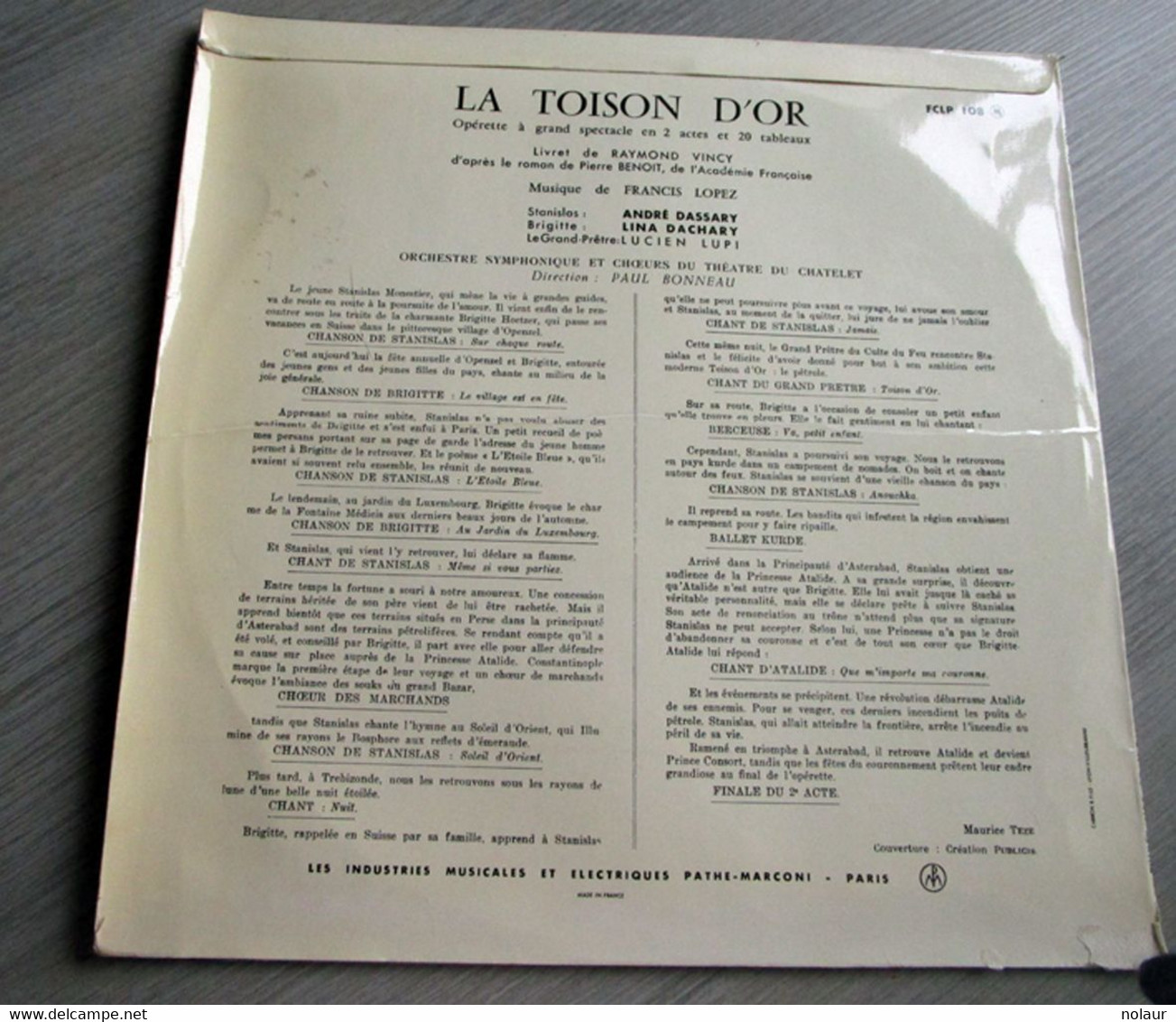 Francis Lopez / André Dassary / Lina Dachary / Lucien Lupi ‎– La Toison D'Or - Opera