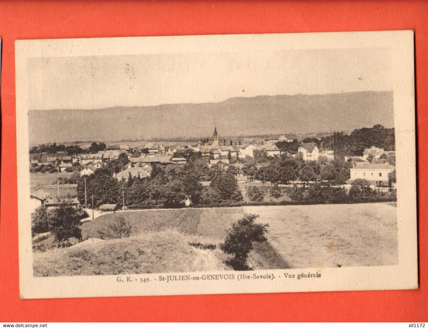 ZOS-44 Saint-Julien-en-Genevois Vue Générale. Circulé Avec Timbre Suisse Cachet Perly 1927 - Saint-Julien-en-Genevois