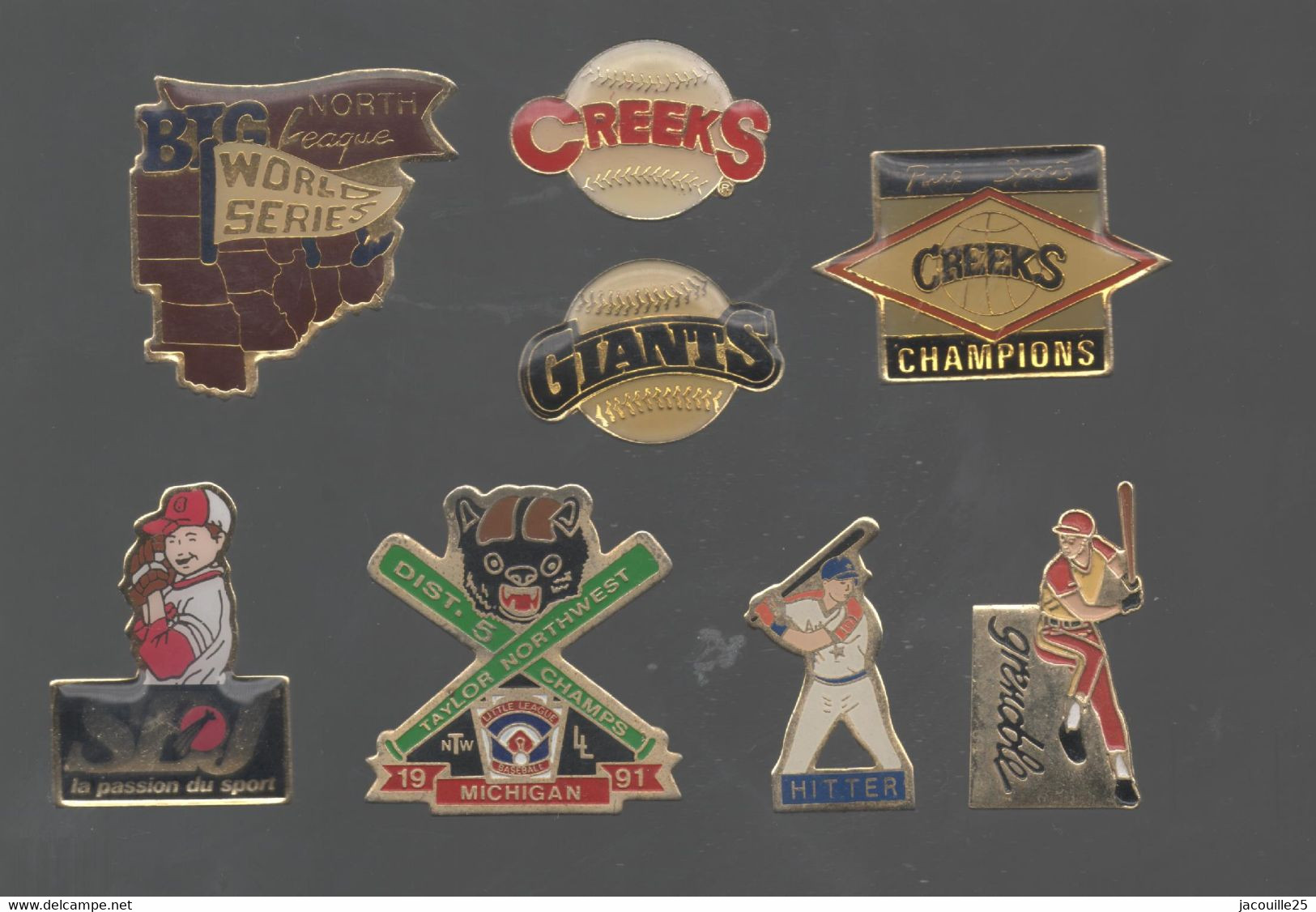 PINS PIN'S SPORT BASEBALL 734  JOUEUR GIANTSCREEKS MICHIGAN GRENOBLE HITTER  LOT 8 PINS - Baseball