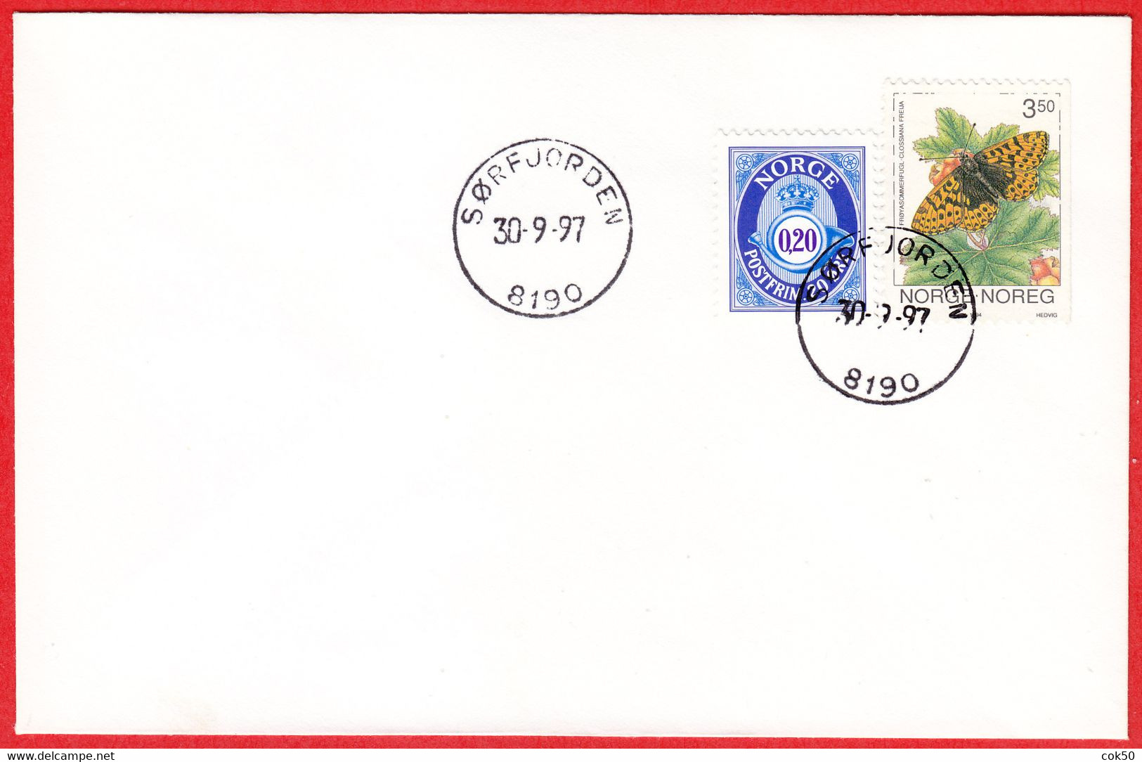 NORWAY -  8190 SØRFJORDEN - (Nordland County) - Last Day/postoffice Closed On 1997.09.30 - Emissioni Locali