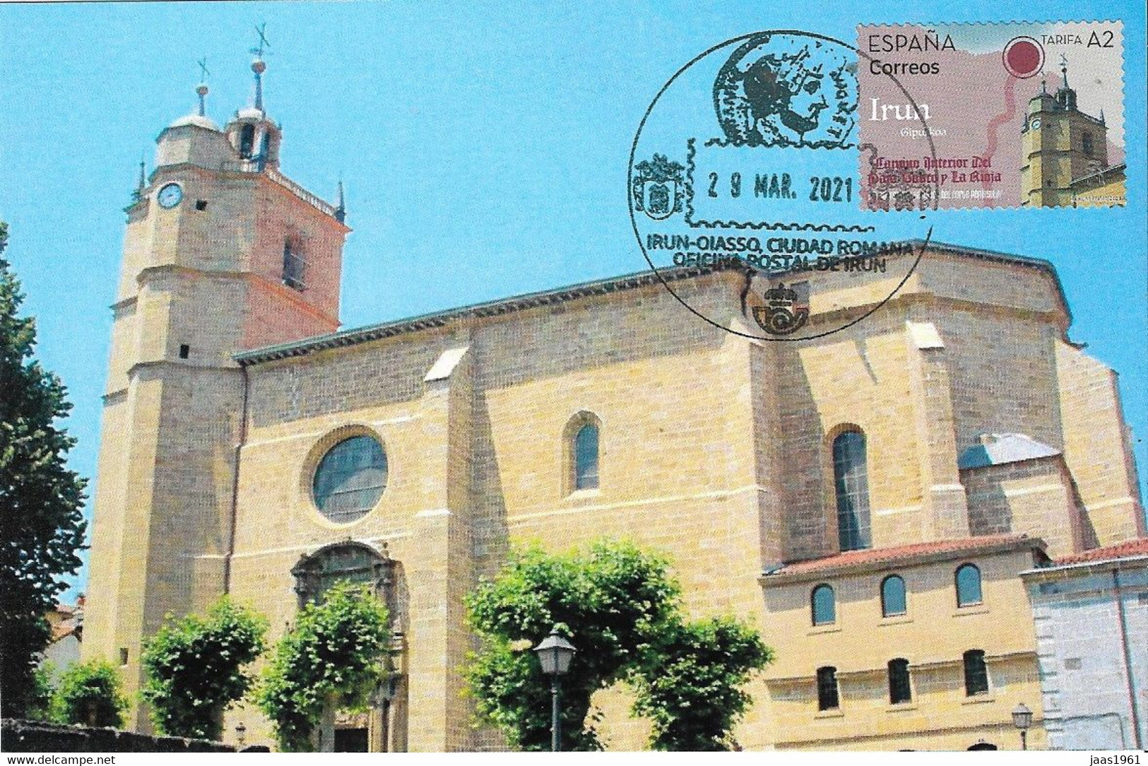 SPAIN. MAXICARD FIRST DAY. SANTA MARIA DEL JUNCAL CHURCH. IRUN. 2021 - Cartes Maximum