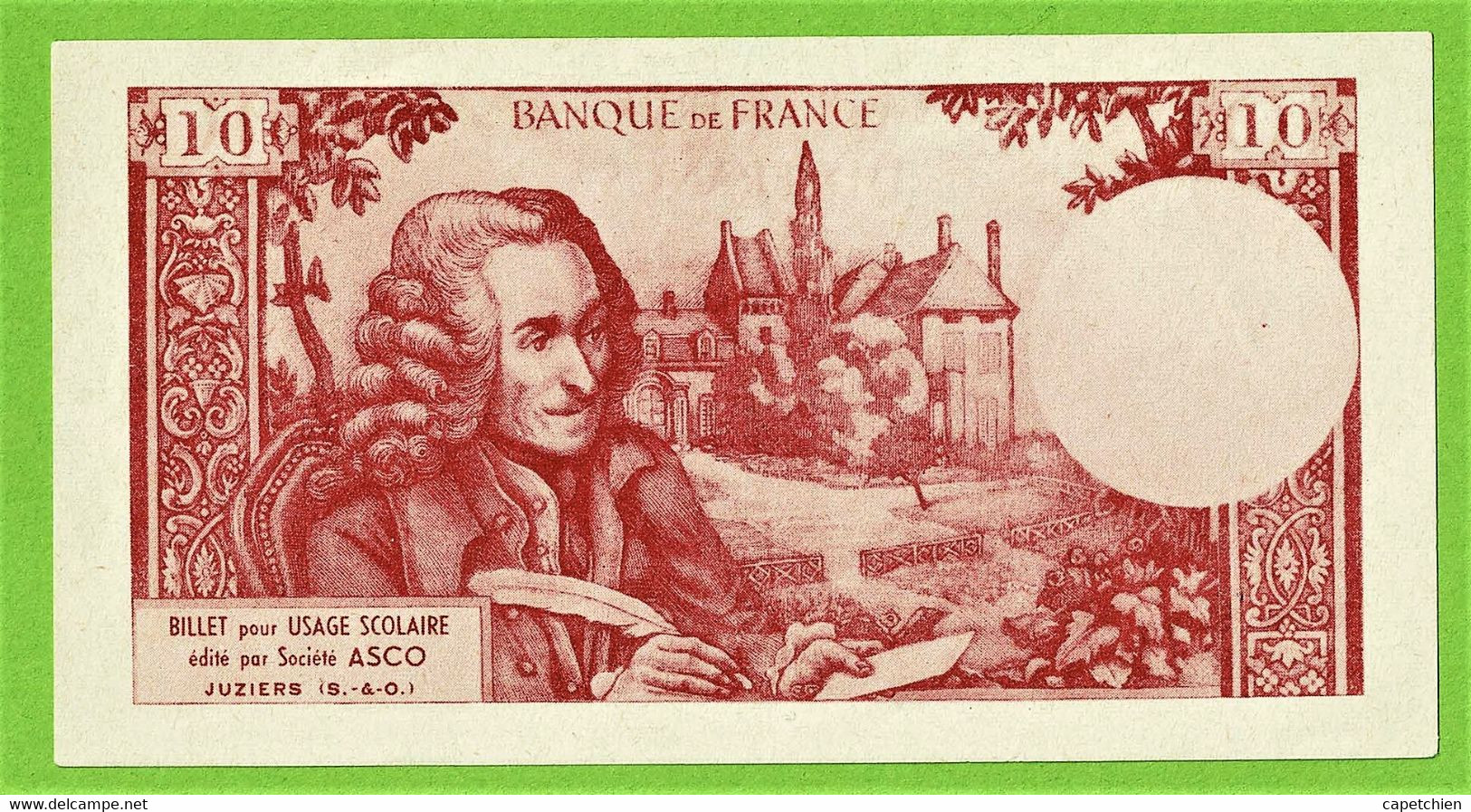 10FRANCS / SPECIMEN FACTICE/ USAGE SCOLAIRE / SOCITE ASCO - Specimen