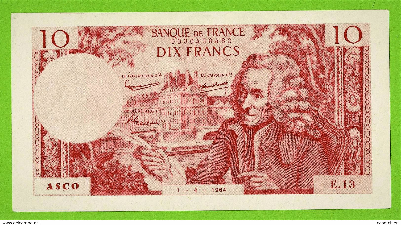 10FRANCS / SPECIMEN FACTICE/ USAGE SCOLAIRE / SOCITE ASCO - Specimen