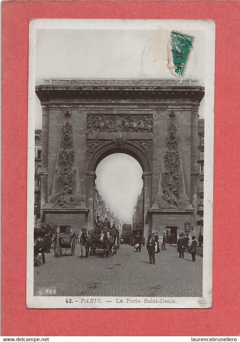 75   PARIS    LA  PORTE  ST DENIS  --  ATTELAGE--    (  EDITEUR   ROSE ) - Autres Monuments, édifices