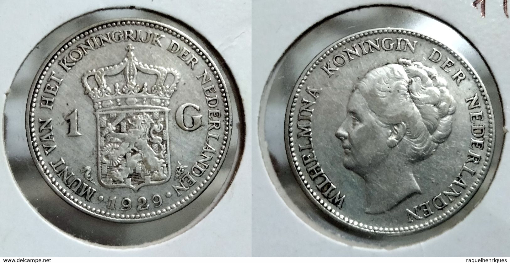 NETHERLANDS 1 GULDEN 1929 Km# 161.1 SILVER (G#07-71) - 1 Gulden
