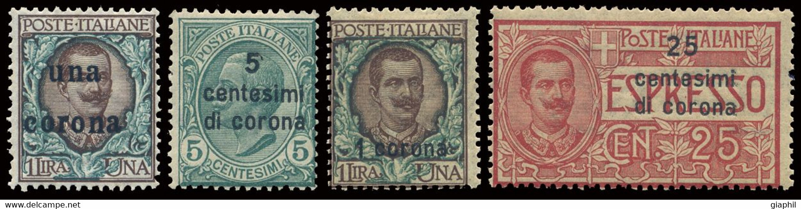 ITALY ITALIA DALMAZIA 1919-22 4 FRANCOBOLLI (Sass. 1, 2, 6, Esp. ) LINGUELLATI OFFERTA! - Dalmatië