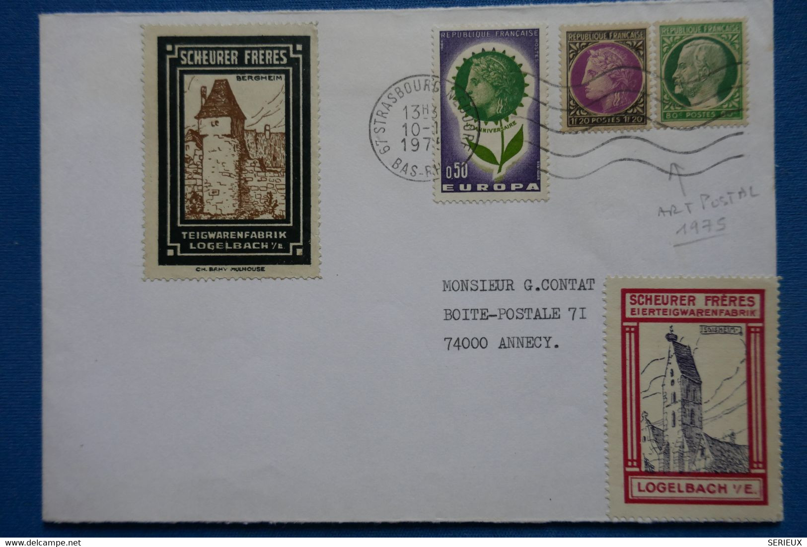 C FRANCE BELLE LETTRE ART POSTAL UNIQUE RARETE CURIOSITé 1975  DECOUPE ET MONTAGE DU CENTRE DU T.P   A VINCEN + VIGNETTE - Storia Postale