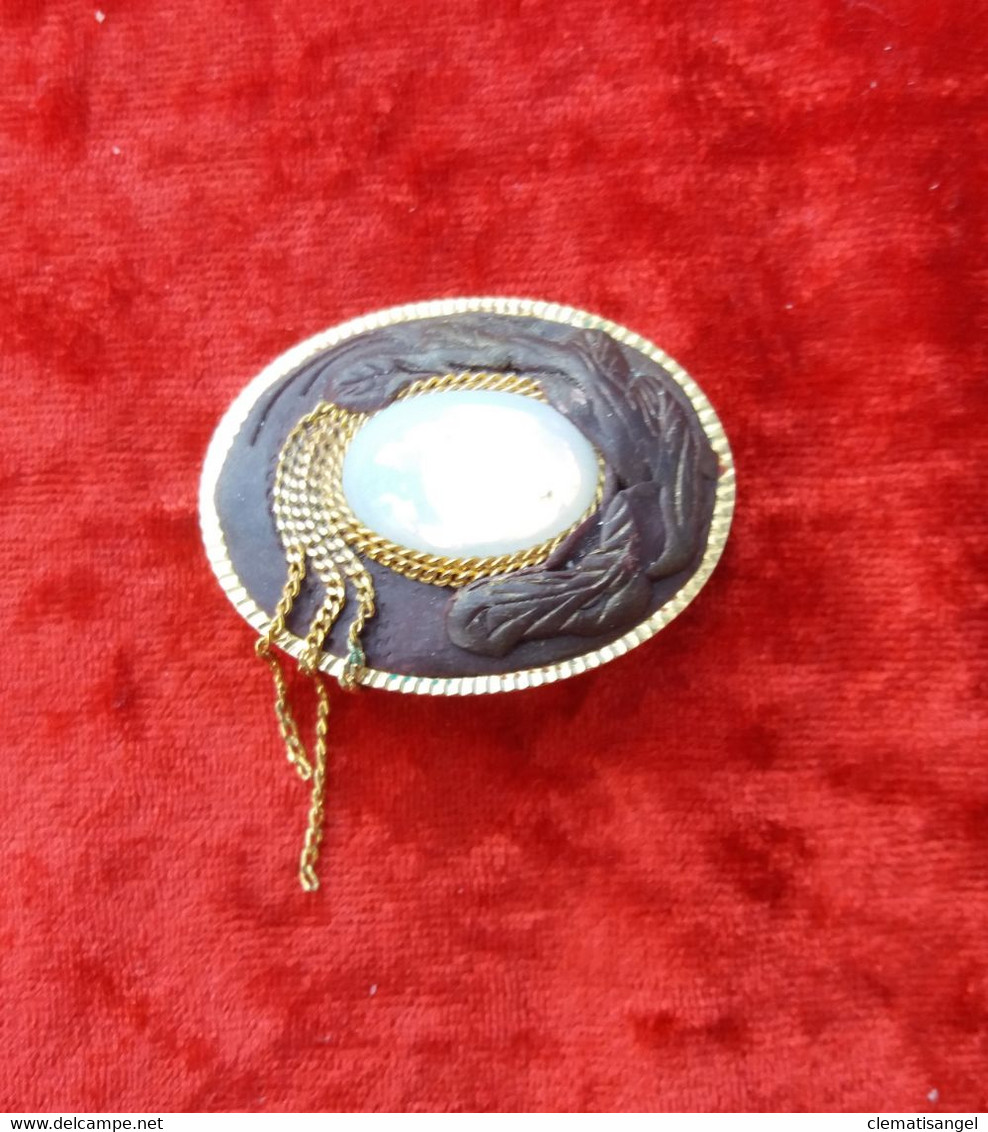 240c * MODESCHMUCK BROSCHE MIT KÜNSTLICHEN OPAL * 4 X 3 Cm **!! - Brooches