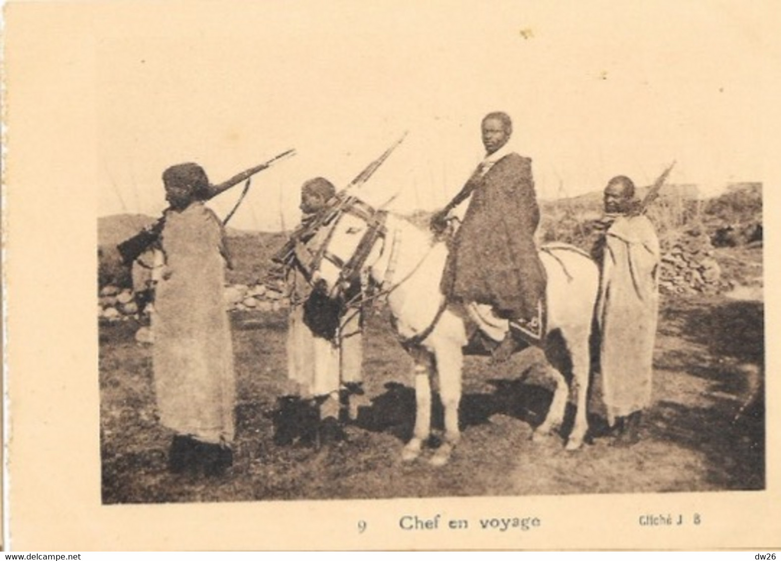 Ethnologie - Ethiopie - Chef En Voyage Avec Son Escorte - Cliché J.B. Carte N° 9 - África