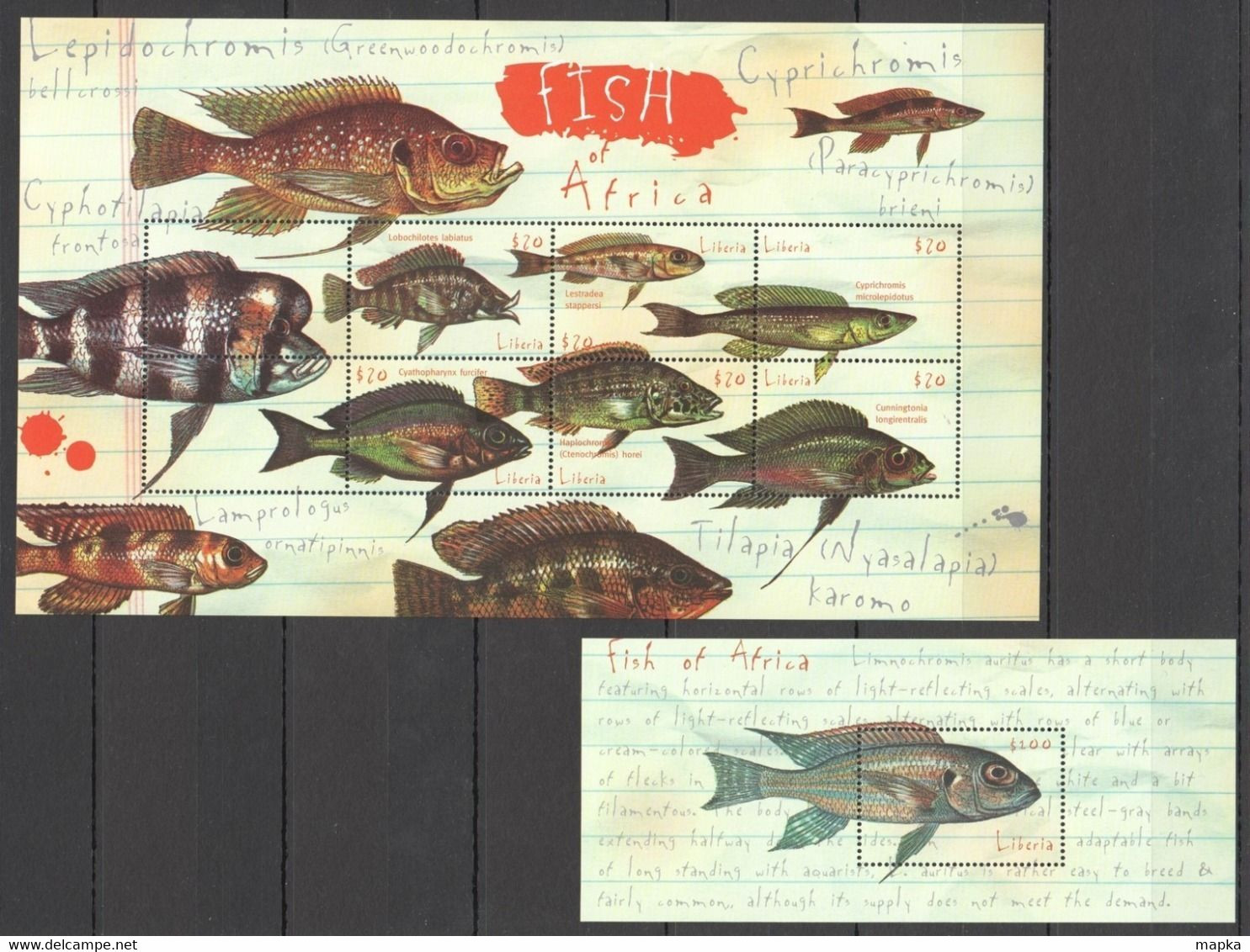 PK081 LIBERIA MARINE LIFE FISH OF AFRICA 1KB+1BL MNH - Vie Marine
