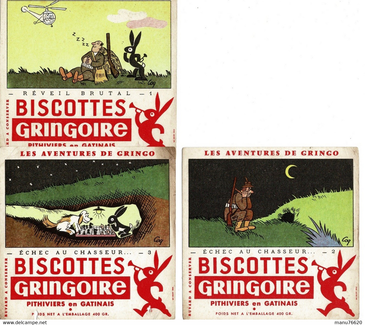 Lot 3 Buvards - BISCOTTES GRINGOIRE, Pithiviers En Gatinais . Dans L'état. - Alimentaire