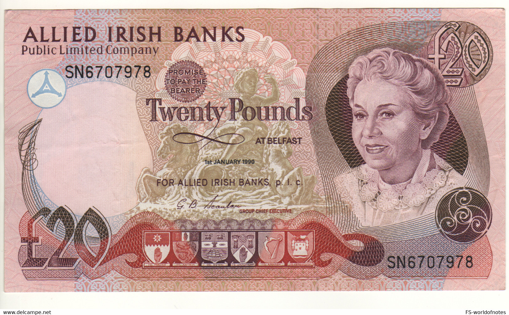 Northern  IRELAND  20 Pounds  P8c  (ALLIED IRISH BANKS  1st January 1990) Scarce In High Grade - 20 Pounds