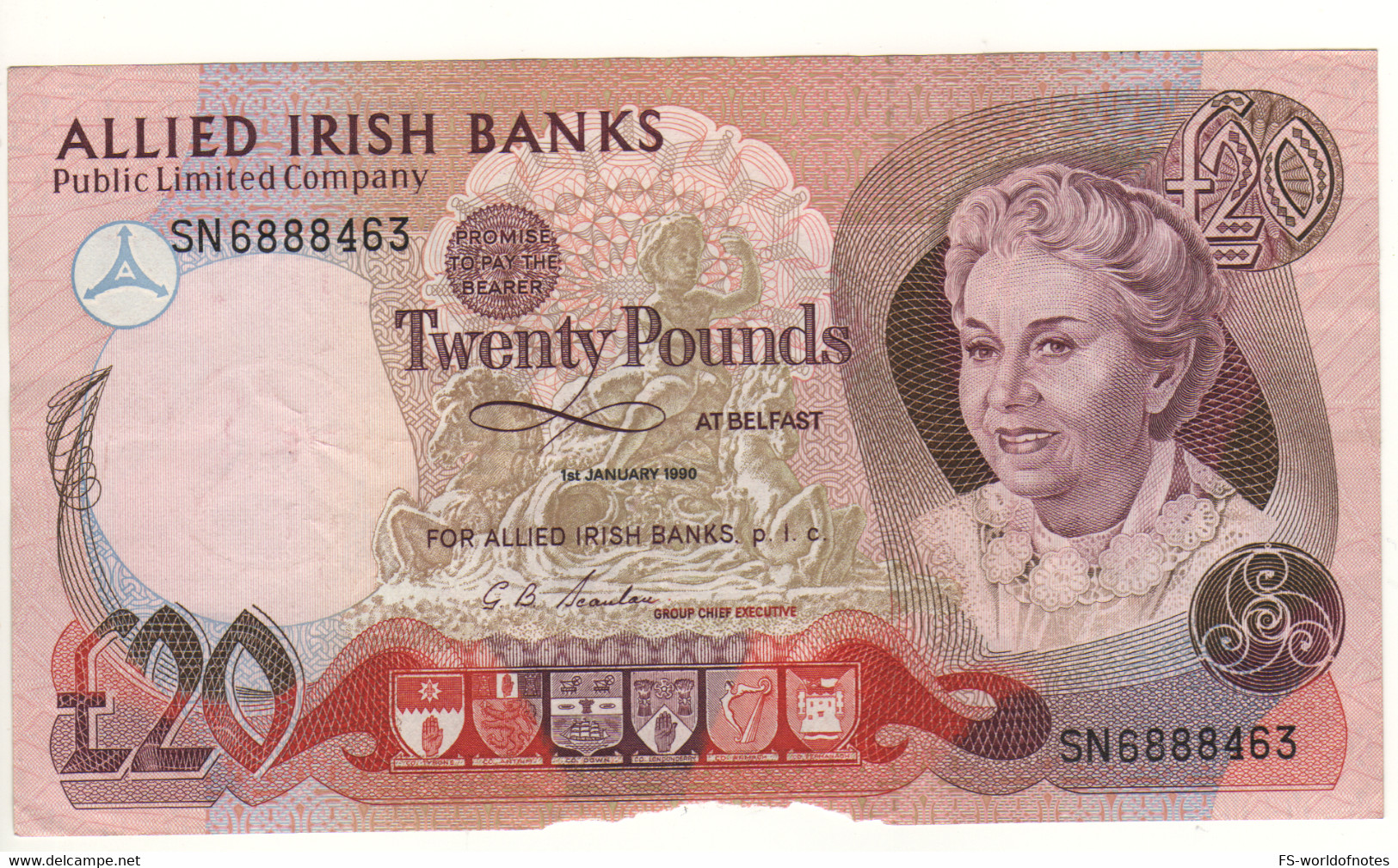 Northern  IRELAND  20 Pounds  P8c  (ALLIED IRISH BANKS  1st January 1990) - 20 Pounds