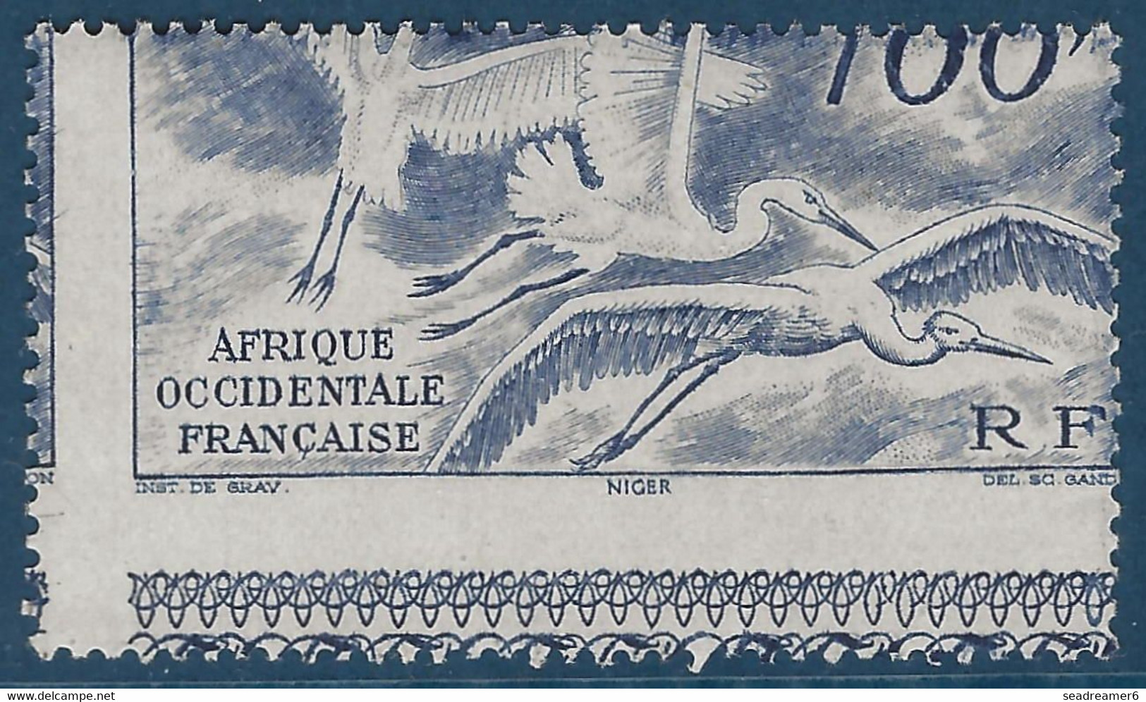 France Colonies AOF Poste Aerienne N°13** Piquage Très à Cheval !! Bord De Feuille RR Signé Calves - Nuevos