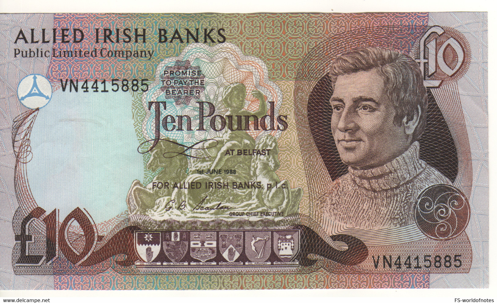 Northern  IRELAND  10 Pounds  P7a  (ALLIED IRISH BANKS  1st June 1988) - 10 Pounds