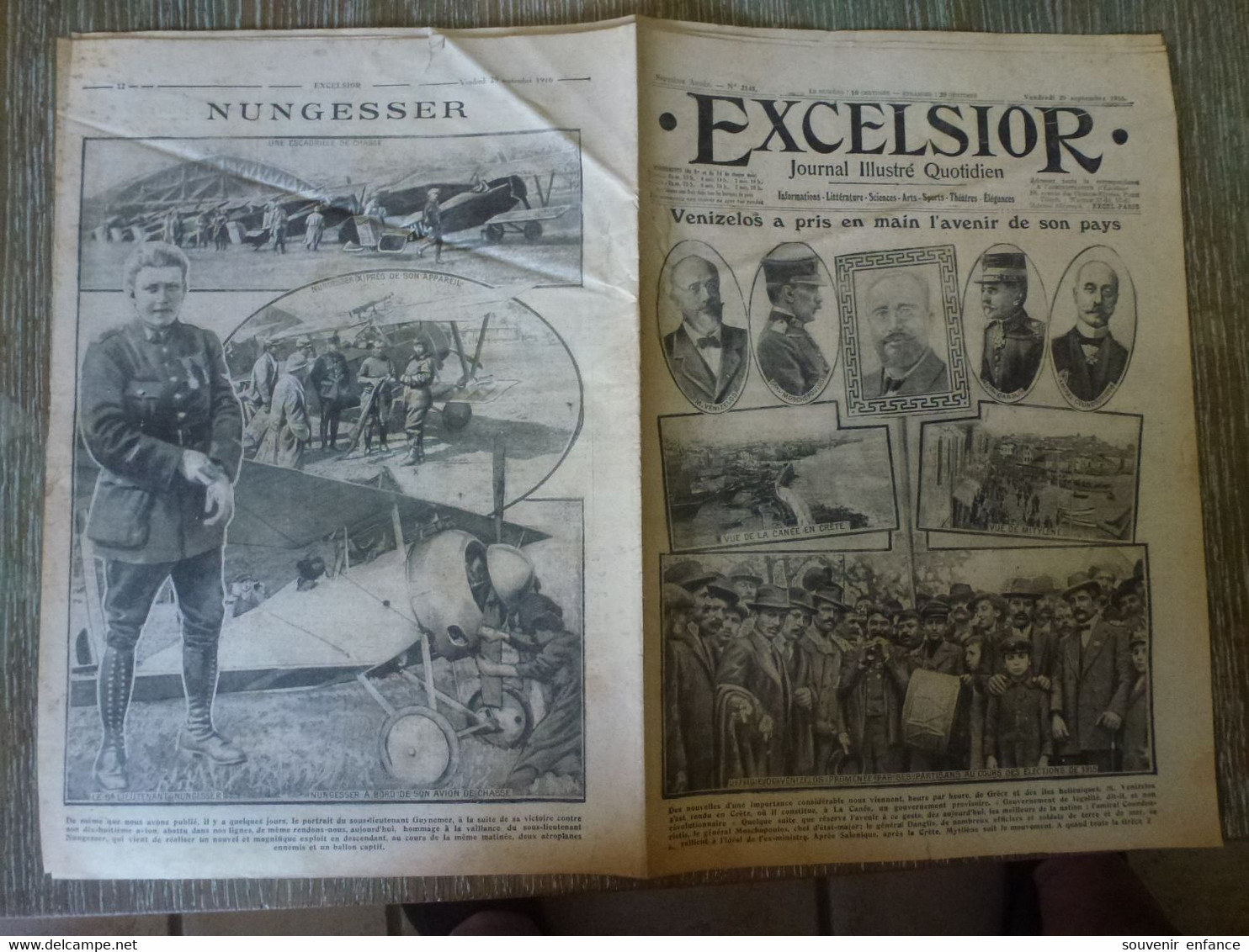 Journal Excelsior 29 Septembre 1916 2145 Venizelos Somme Nungesser Aviation Avion Pilote WW1 Guerre Militaria - Otros & Sin Clasificación