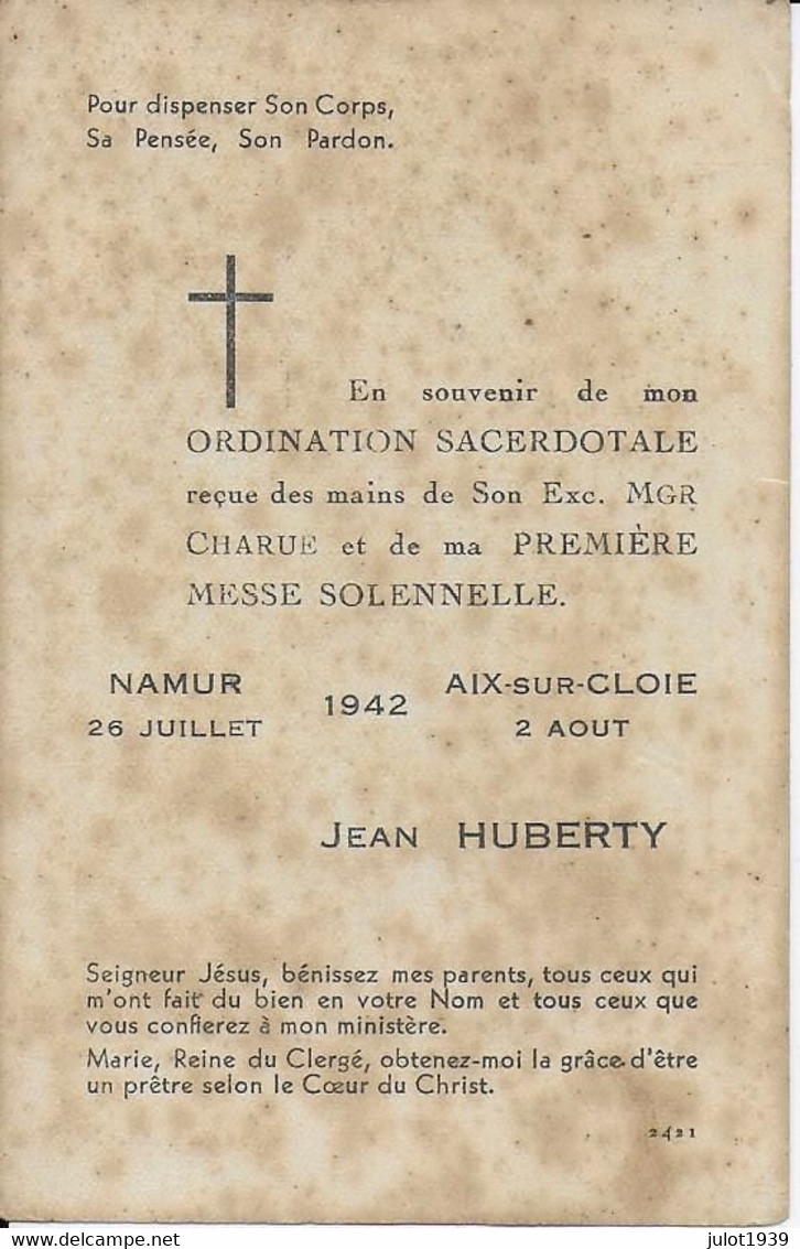 GC .  AIX - SUR - CLOIE ..-- Jean HUBERTY . 02 Août 1942 . PREMIERE MESSE SOLENNELLE .. - Aubange