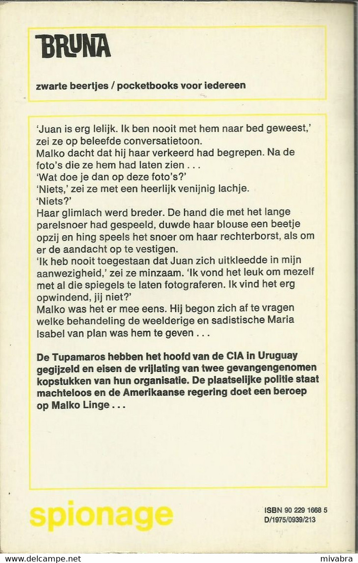 SAS HET ENGELTJE DES VERDERFS - GERARD DE VILLIERS - ZWARTE BEERTJES N° 1668 -  BRUNA ( MALKO LINGE ) - Detectives & Espionaje