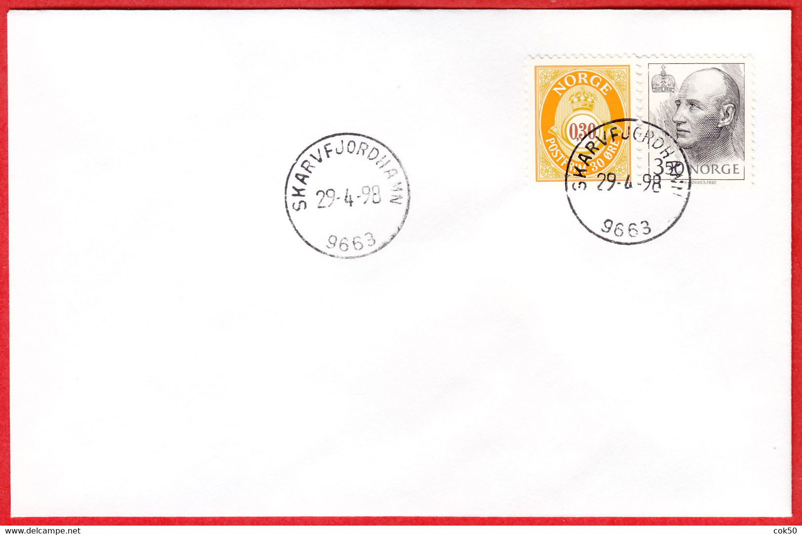 NORWAY -  9663 SKARVFJORDHAMN - (Finnmark County) - Last Day/postoffice Closed On 1998.04.29 - Emissioni Locali