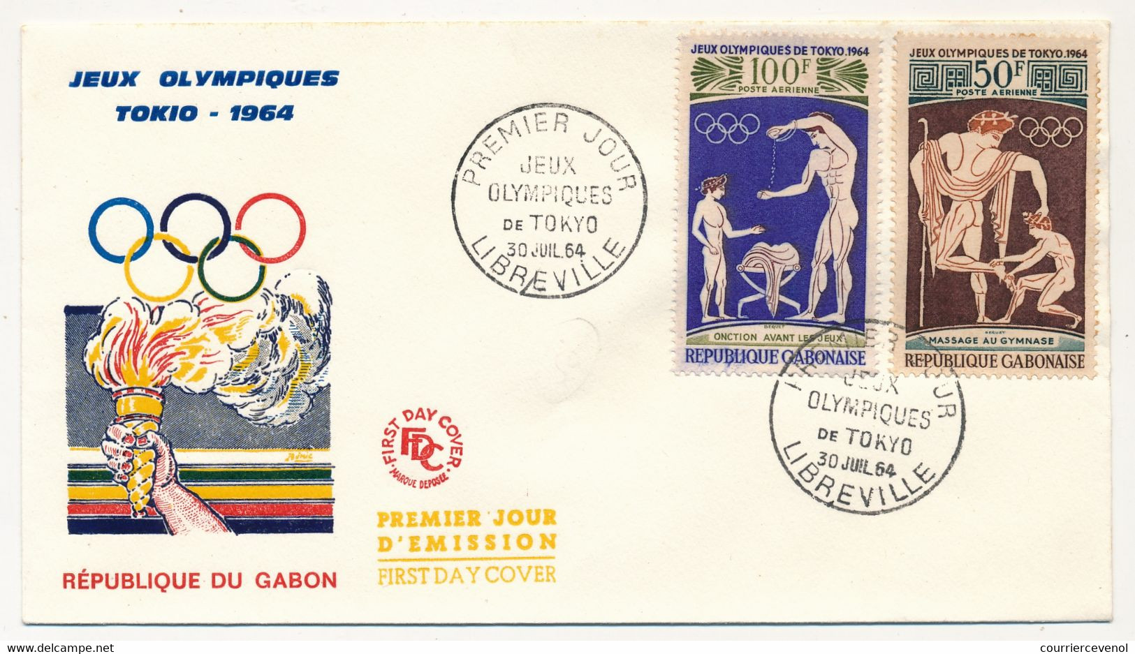 GABON => 2 FDC - Poste Aérienne / Jeux Olympiques De Tokyo - 30 Juillet 1964 - Gabon